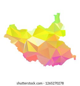 Abstract Polygon Map - Vector illustration Low Poly Colorful South Sudan map of isolated. Vector Illustration eps10. 