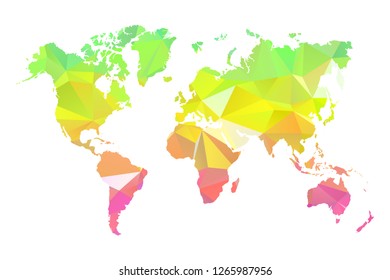 Abstract Polygon Map - Vector illustration Low Poly Colorful World map of isolated. Vector Illustration eps10. 