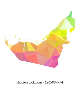 Abstract Polygon Map - Vector illustration Low Poly Colorful United Arab Emirates map of isolated. Vector Illustration eps10. 