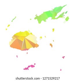 Abstract Polygon Map - Vector illustration Low Poly Colorful Fiji map of isolated. Vector Illustration eps10. 