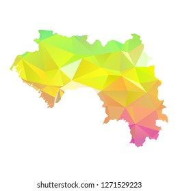 Abstract Polygon Map - Vector illustration Low Poly Colorful Guinea map of isolated. Vector Illustration eps10. 
