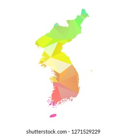 Abstract Polygon Map - Vector illustration Low Poly Colorful Korea map of isolated. Vector Illustration eps10. 