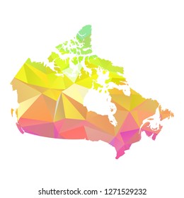 Abstract Polygon Map - Vector illustration Low Poly Colorful Canada map of isolated. Vector Illustration eps10. 