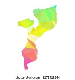 Abstract Polygon Map - Vector illustration Low Poly Colorful Mozambique map of isolated. Vector Illustration eps10. 