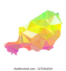 Abstract Polygon Map - Vector illustration Low Poly Colorful Niger map of isolated. Vector Illustration eps10. 