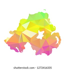 Abstract Polygon Map - Vector illustration Low Poly Colorful Northern Ireland map of isolated. Vector Illustration eps10. 