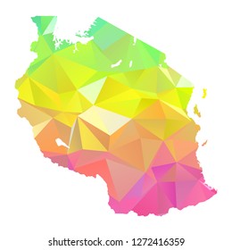 Abstract Polygon Map - Vector illustration Low Poly Colorful Tanzania map of isolated. Vector Illustration eps10. 