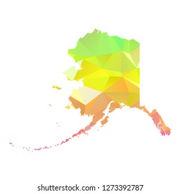 Abstract Polygon Map - Vector illustration Low Poly Colorful Alaska map of isolated. Vector Illustration eps10. 