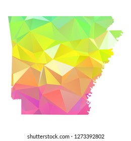 Abstract Polygon Map - Vector illustration Low Poly Colorful Arkansas map of isolated. Vector Illustration eps10. 
