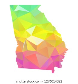 Abstract Polygon Map - Vector illustration Low Poly Colorful Georgia map of isolated. Vector Illustration eps10. 