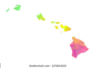 Abstract Polygon Map - Vector illustration Low Poly Colorful Hawaii map of isolated. Vector Illustration eps10. 