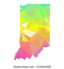 Abstract Polygon Map - Vector illustration Low Poly Colorful Indiana map of isolated. Vector Illustration eps10. 