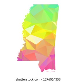 Abstract Polygon Map - Vector illustration Low Poly Colorful Mississippi map of isolated. Vector Illustration eps10. 