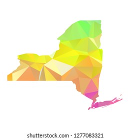 Abstract Polygon Map - Vector illustration Low Poly Colorful New York map of isolated. Vector Illustration eps10. 