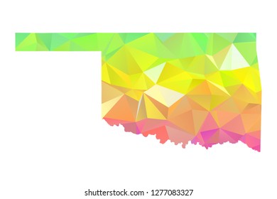 Abstract Polygon Map - Vector illustration Low Poly Colorful Oklahoma map of isolated. Vector Illustration eps10. 
