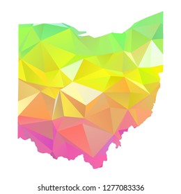 Abstract Polygon Map - Vector illustration Low Poly Colorful Ohio map of isolated. Vector Illustration eps10. 