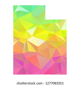 Abstract Polygon Map - Vector illustration Low Poly Colorful Utah map of isolated. Vector Illustration eps10. 