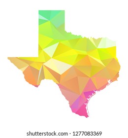 Abstract Polygon Map - Vector illustration Low Poly Colorful Texas map of isolated. Vector Illustration eps10. 