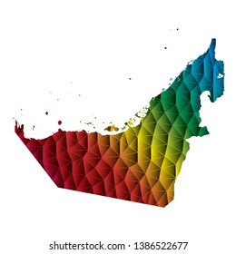 Abstract Polygon Map - Vector illustration Low Poly Color Rainbow Arab Emirates map of isolated.