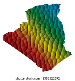 Abstract Polygon Map - Vector illustration Low Poly Color Rainbow Algeria map of isolated.