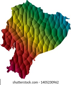 Abstract Polygon Map - Vector illustration Low Poly Color Rainbow Ecuador map of isolated.