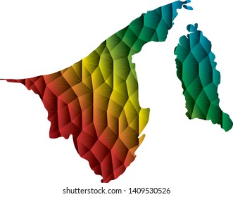 Abstract Polygon Map - Vector illustration Low Poly Color Rainbow Brunei map of isolated.
