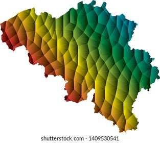 Abstract Polygon Map - Vector illustration Low Poly Color Rainbow Belgium map of isolated.