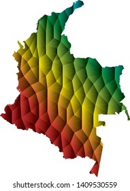 Abstract Polygon Map - Vector illustration Low Poly Color Rainbow Colombia map of isolated.