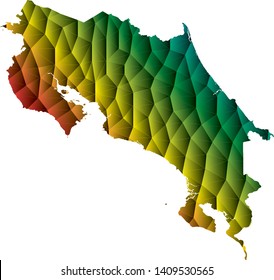 Abstract Polygon Map - Vector illustration Low Poly Color Rainbow Costa Rica map of isolated.