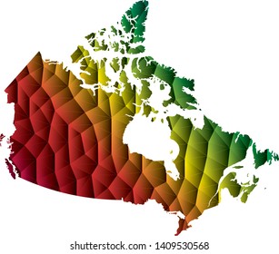 Abstract Polygon Map - Vector illustration Low Poly Color Rainbow Canada map of isolated.