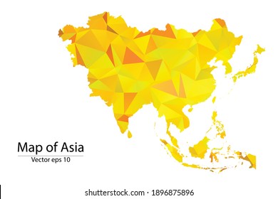 Abstract Polygon Map - Vector illustration Low Poly Color Yellow Asia map of isolated. Vector eps10.