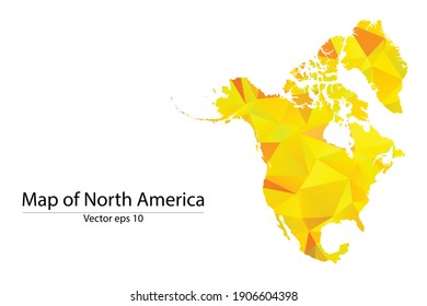 Abstract Polygon Map - Vector illustration Low Poly Color Yellow North America map of isolated. Vector eps10.