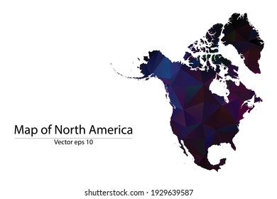 Abstract Polygon Map - Vector illustration Low Poly Color Dark North America map of isolated. Vector eps10.