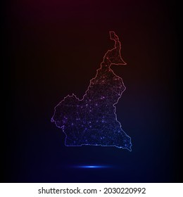 Abstrakte Polygonkarte - Vektorgrafik Low-Poly-Farbenkarte Kamerun auf dunklem Hintergrund. Vektorgrafik EPS10.
