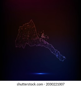 Abstract polygon map - Vector illustration low poly color Eritrea map on dark background. Vector illustration EPS 10.