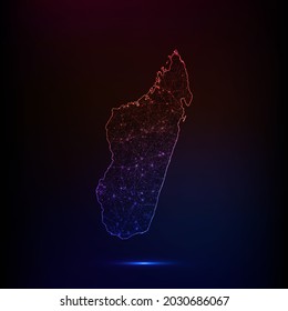 Abstract polygon map - Vector illustration low poly color Madagascar map on dark background. Vector illustration EPS 10.