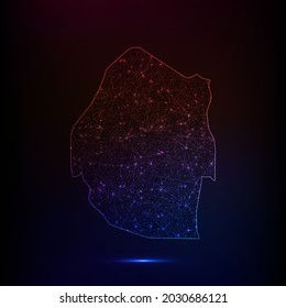 Abstract polygon map - Vector illustration low poly color Swaziland map on dark background. Vector illustration EPS 10.