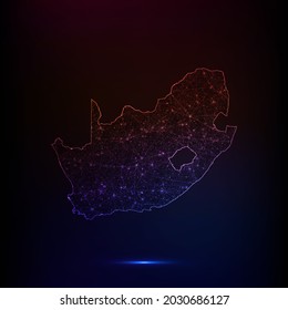 Abstract polygon map - Vector illustration low poly color South Africa map on dark background. Vector illustration EPS 10.