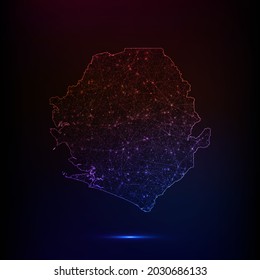 Abstract polygon map - Vector illustration low poly color Sierra Leone map on dark background. Vector illustration EPS 10.