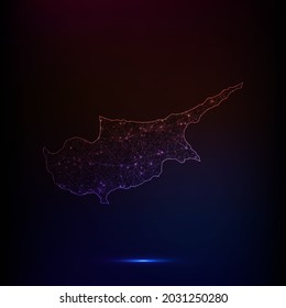 Abstract polygon map - Vector illustration low poly color Cyprus map on dark background. Vector illustration EPS 10.