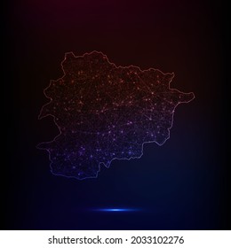 Abstract polygon map - Vector illustration low poly color Andorra map on dark background. Vector illustration EPS 10.