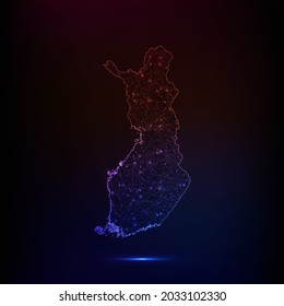Mapa abstracto de polígonos - Ilustración vectorial de color bajo de poli mapa de Finlandia sobre fondo oscuro. Ilustración del vector EPS 10.