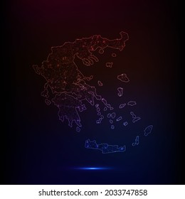 Abstract polygon map - Vector illustration low poly color Greece map on dark background. Vector illustration EPS 10.