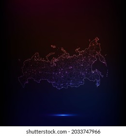 Abstract polygon map - Vector illustration low poly color Russia map on dark background. Vector illustration EPS 10.
