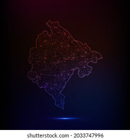 Abstract polygon map - Vector illustration low poly color Montenegro map on dark background. Vector illustration EPS 10.