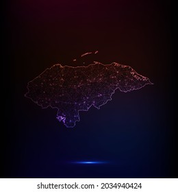 Abstract polygon map - Vector illustration low poly color Honduras map on dark background. Vector illustration EPS 10.