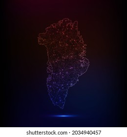 Abstract polygon map - Vector illustration low poly color Greenland map on dark background. Vector illustration EPS 10.