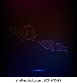 Abstract polygon map - Vector illustration low poly color Samoa map on dark background. Vector illustration EPS 10.