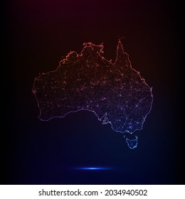 Abstract polygon map - Vector illustration low poly color Australia map on dark background. Vector illustration EPS 10.