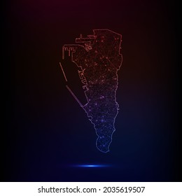 Abstract polygon map - Vector illustration low poly color Faroe Islands map on dark background. Vector illustration EPS 10.